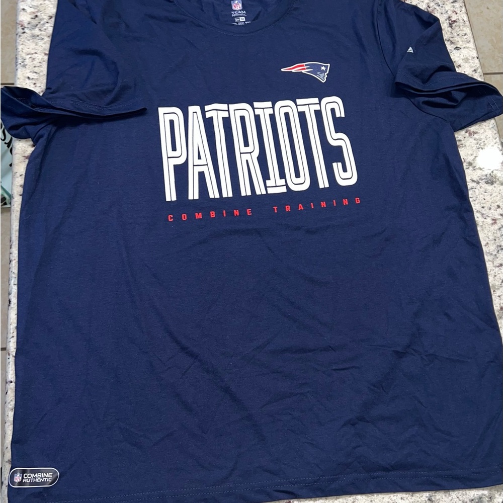 New Era Blue Short Sleeve Tee Patriots Design